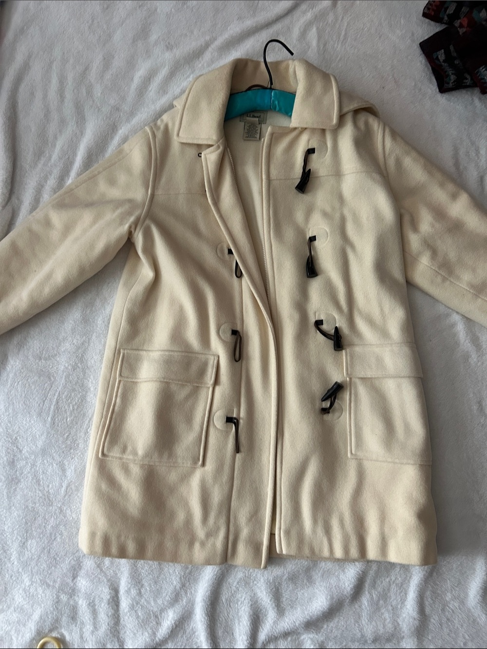 L.L. Bean Cream Toggle Pea Coat